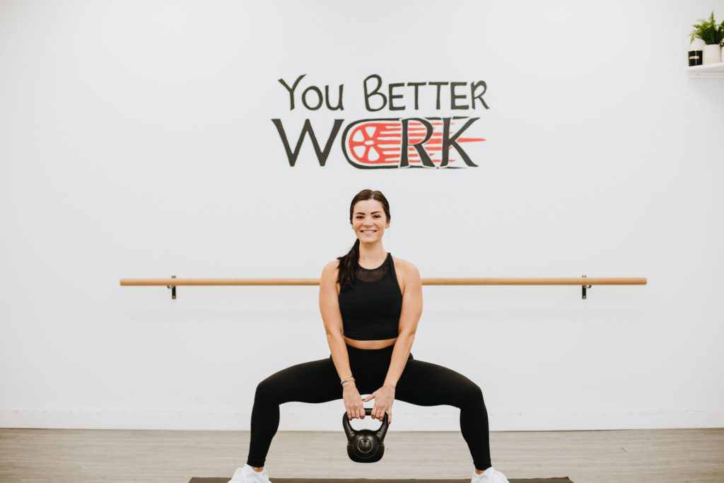 Gym owner, booty kicker barre, barre, online barre classes, barre workouts, workout outfit, indoor cycling studio, personal training, virtual personal training, online spin class, small business ideas
